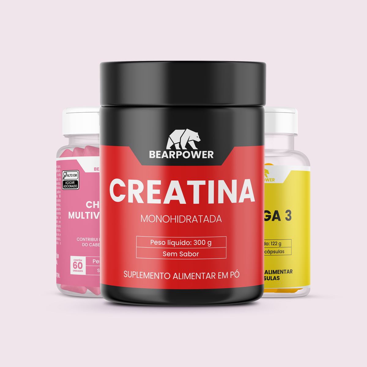 Creatina + Chiclete Multivitamínico + Omega 3